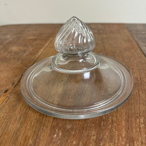 Vintage Antique Clear Glass pressed Pat D replacement lid with finial knob - Picture 2 of 12